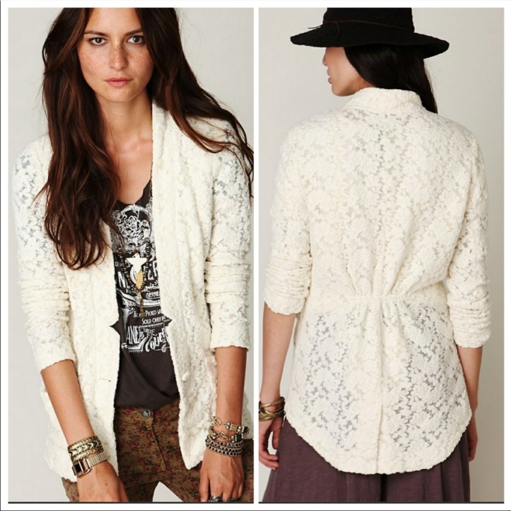 RARE Free People Cream Blazer Jacket